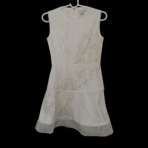 Miri Couture White Bridal Sheath Mini Dress Size Small Wedding Bridal Shower EUC